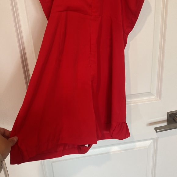 Red Romper with Ruffled Hem - Picture 4 of 4